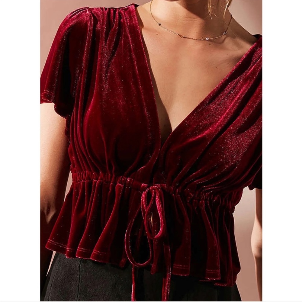 Urban Outfitters Goldie Velvet Tie Top